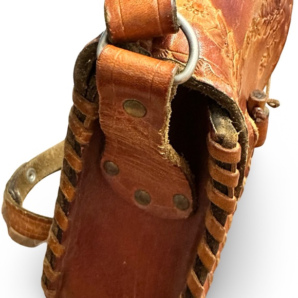 Vintage Tooled Leather Boho Shoulder Bag - Picture 9 of 13